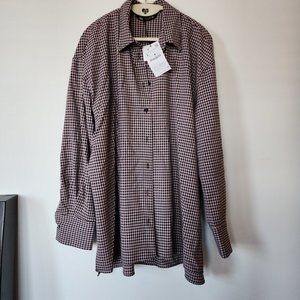 Zara Black and pink check oversized plaid shirt